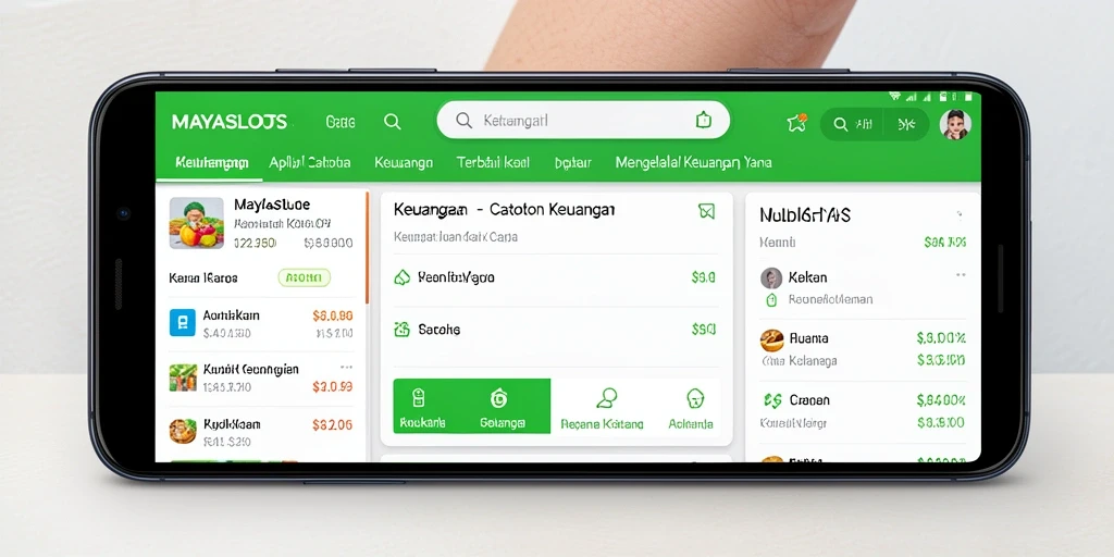 Screenshot MAYASLOTS menampilkan antarmuka Catatan Keuangan yang jelas dan menarik.