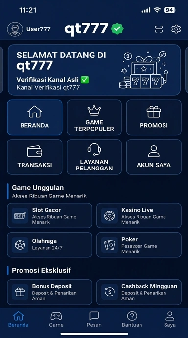 Tampilan kanal resmi qt777